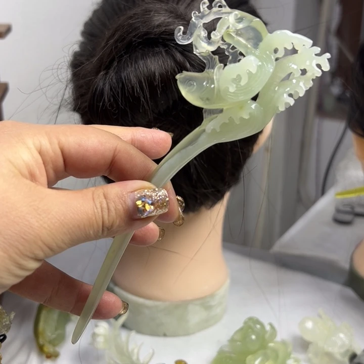 定制蛇纹石玉毛货发饰