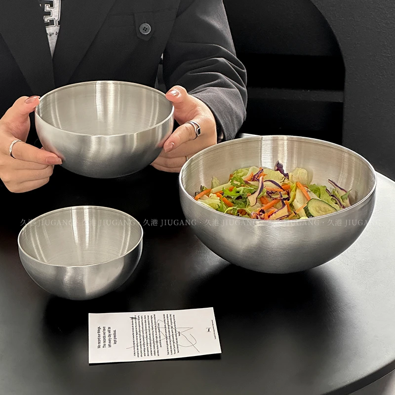 韩式ins单层不锈钢沙拉碗减脂餐碗家用料理盆儿童吃饭喝汤碗面碗