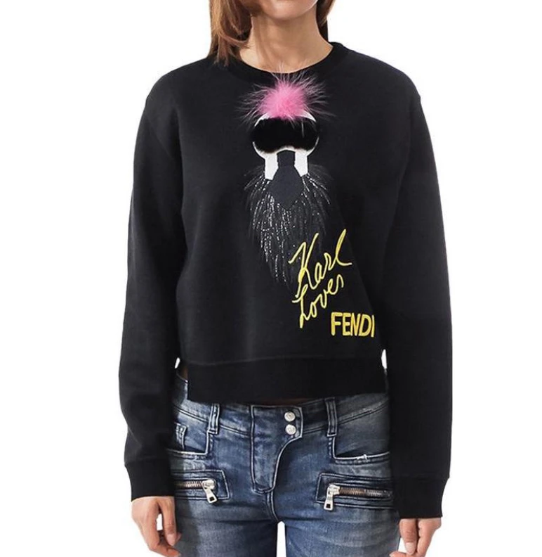 99新 FENDI/芬迪 葡萄籽奢潮/Fendi 黑色圆领卫衣/40