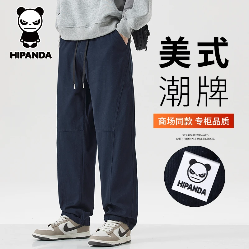 HiPanda你好熊猫美式潮流工装裤男士秋冬加绒宽松百搭直筒休闲裤