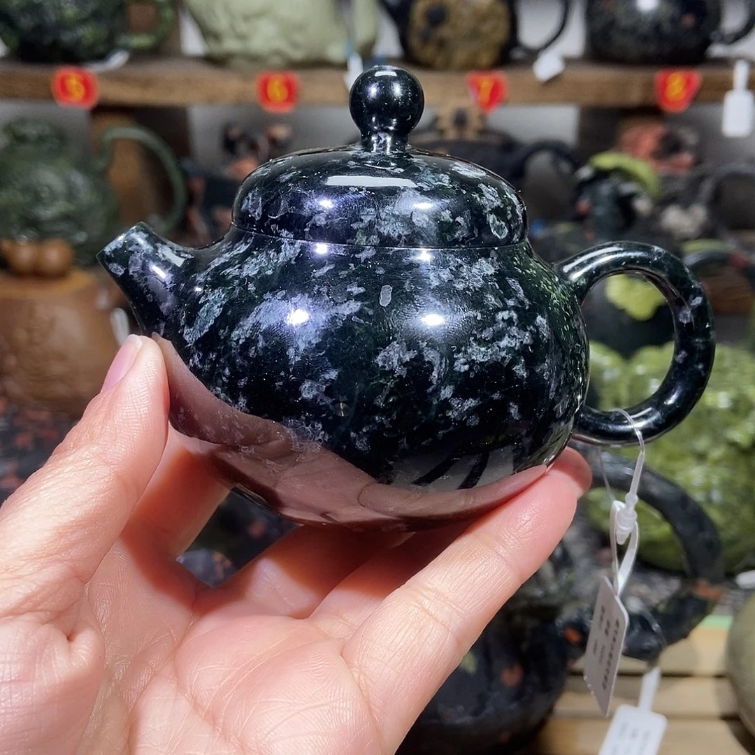 蛇纹石玉藏玉文蛋壶140CC