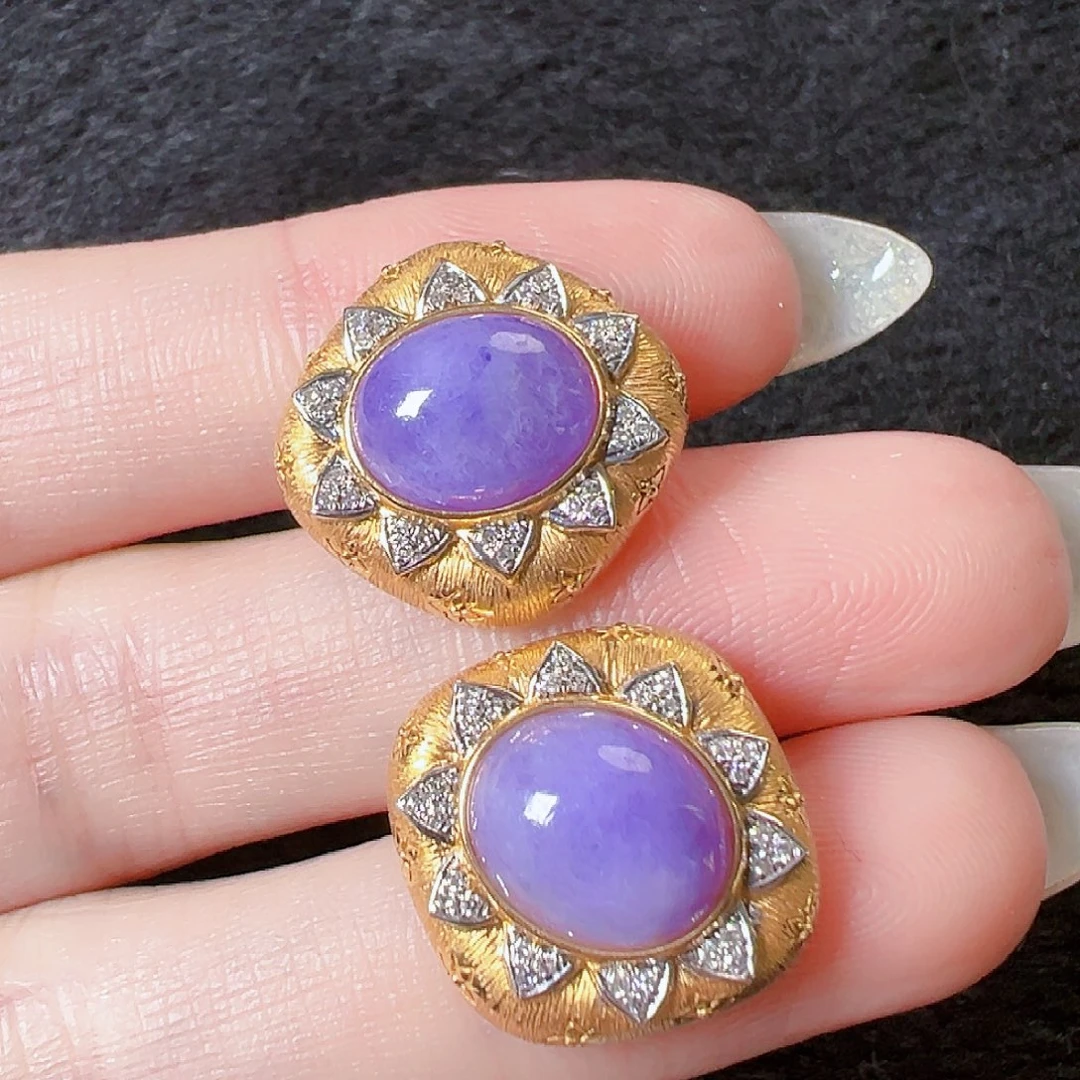 翡翠耳饰18K金镶嵌签收后24小时鉴赏期，过时不退