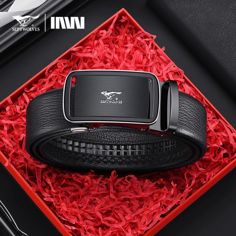 七匹狼男士皮带新款时尚百搭轻奢腰带真皮送老公生日礼物裤腰带