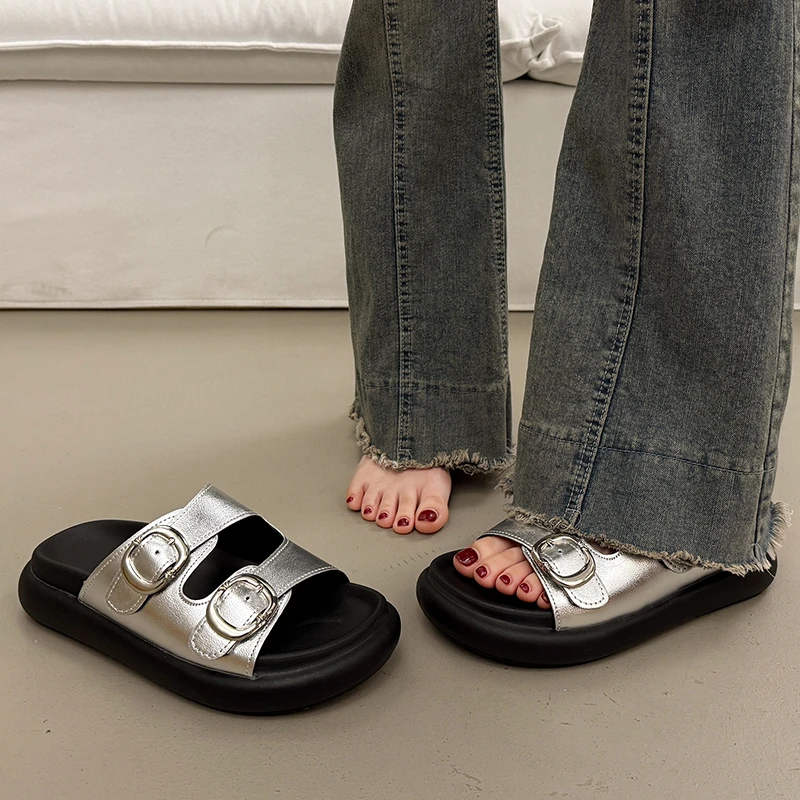 安踏感统法式厚底拖鞋女夏外穿时尚高级感2025超火新款配裙子外出