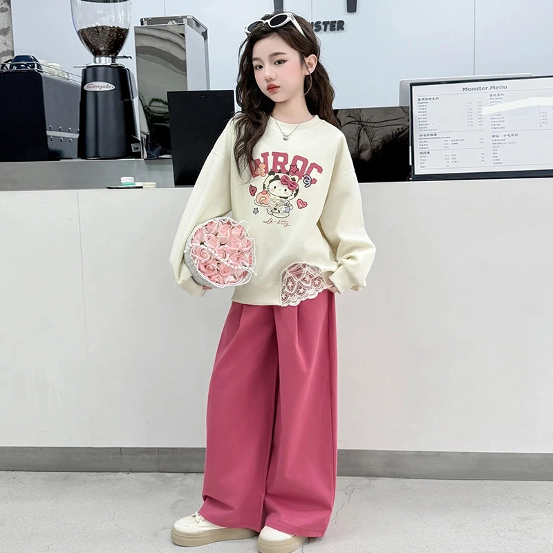 女童春秋季套装2025新款洋气中大童时髦儿童卫衣休闲运动两件套潮