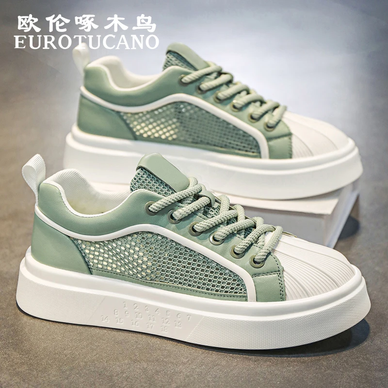 欧伦啄木鸟EUROTUCANO男鞋秋季时尚休闲板鞋子男款透气运动网面鞋