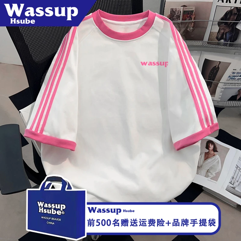 WASSUP HSUBE原创纯棉休闲短袖字母印花半袖ins夏潮流感男女款T恤