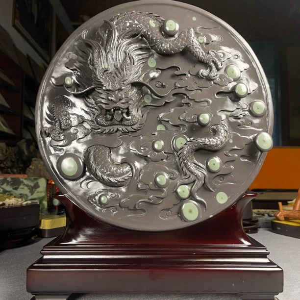 四川苴却砚圆形摆件