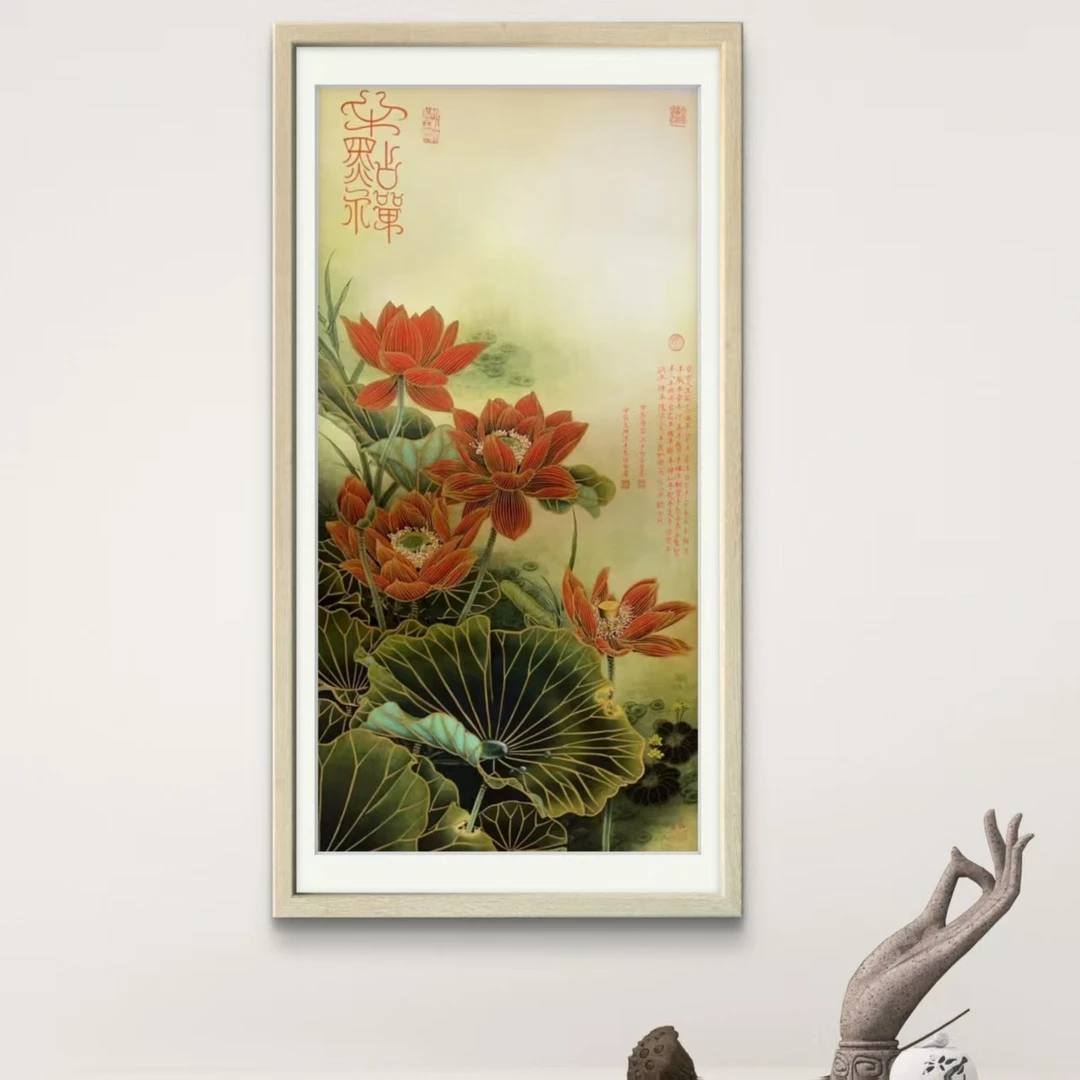 【手绘秘彩描金】王琳 手绘国画 —《荷花半点禅》
