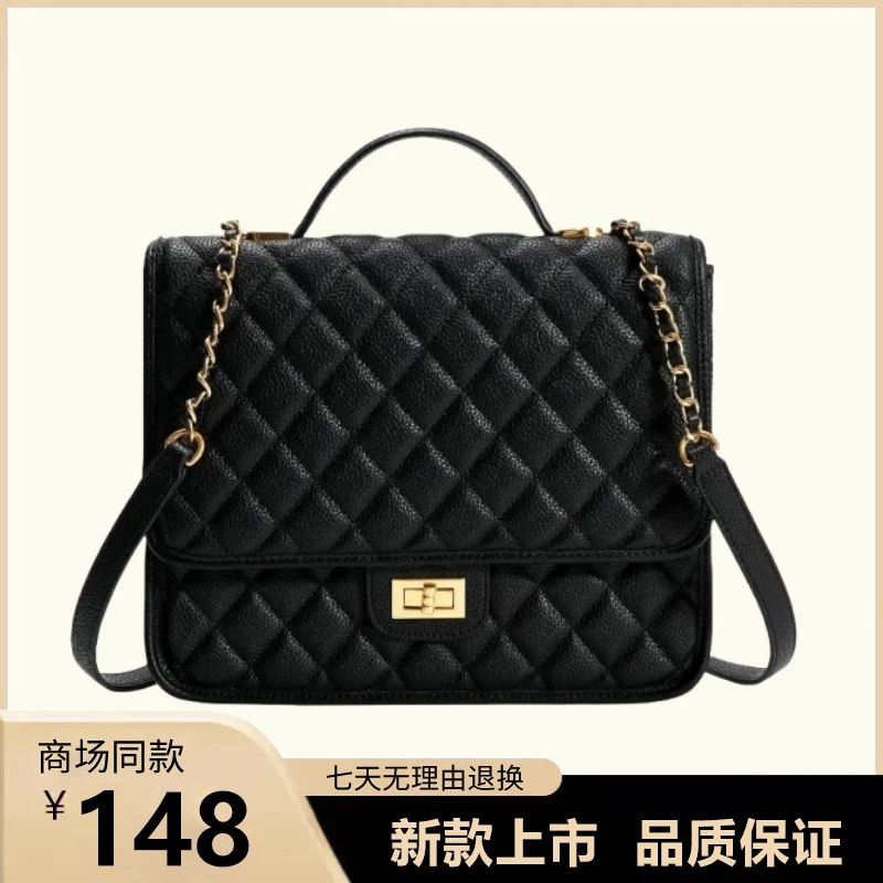 2025新款双肩包女通勤百搭洋气背包菱格设计感手提包单肩包