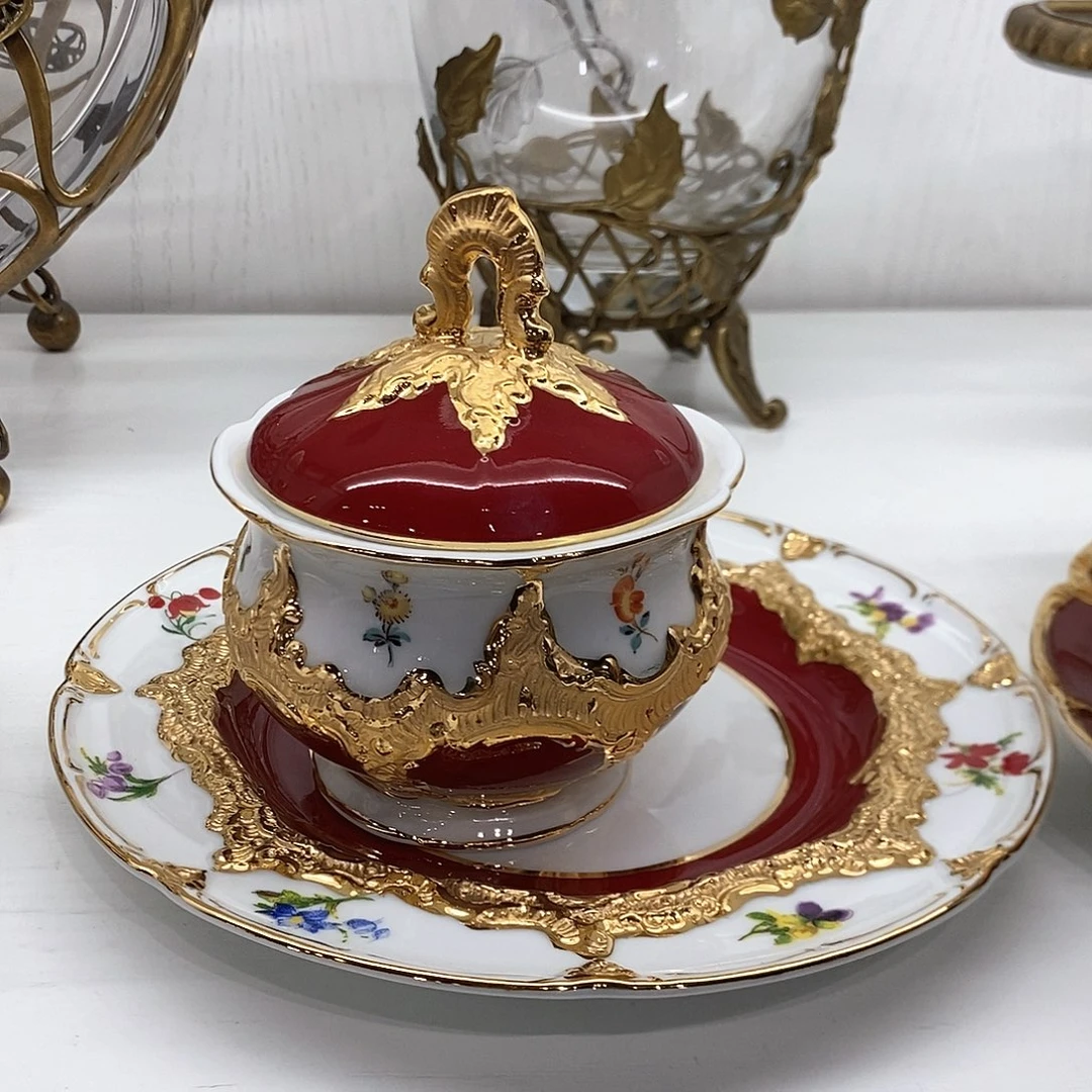 摆件R025骨瓷鎏金款糖罐