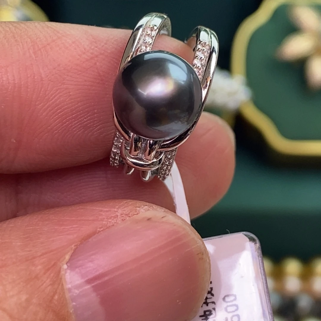 银S925镶嵌戒指海水珍珠