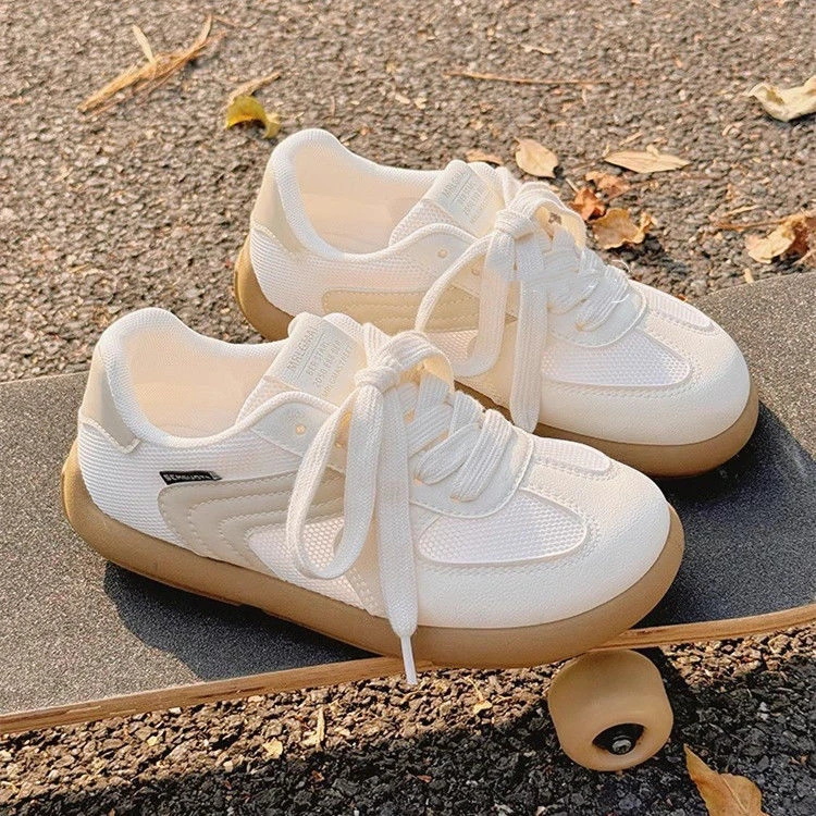 配裙子泡芙厚底小白鞋女春夏新款小众chic板鞋透气网面丑萌德训鞋