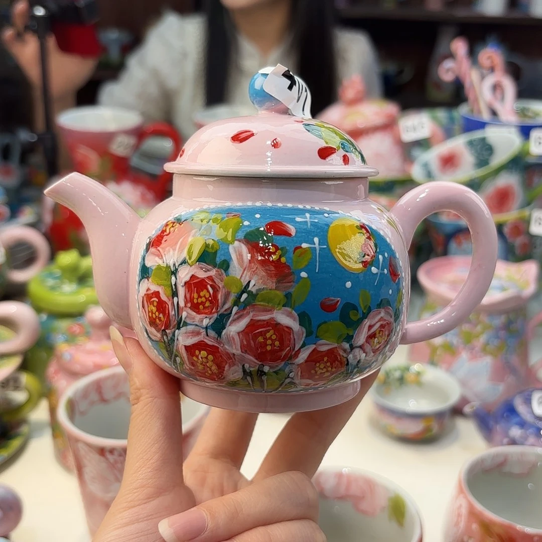 瓷片静**初景德镇手绘高温釉下彩陶瓷茶具