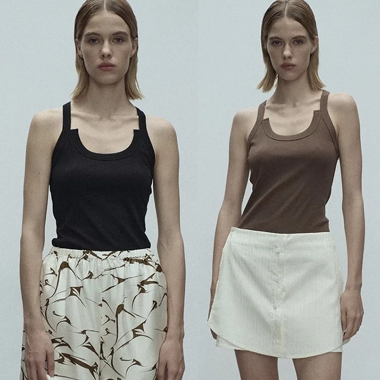 GABBY 设计感螺纹拼接吊带背心女L1374