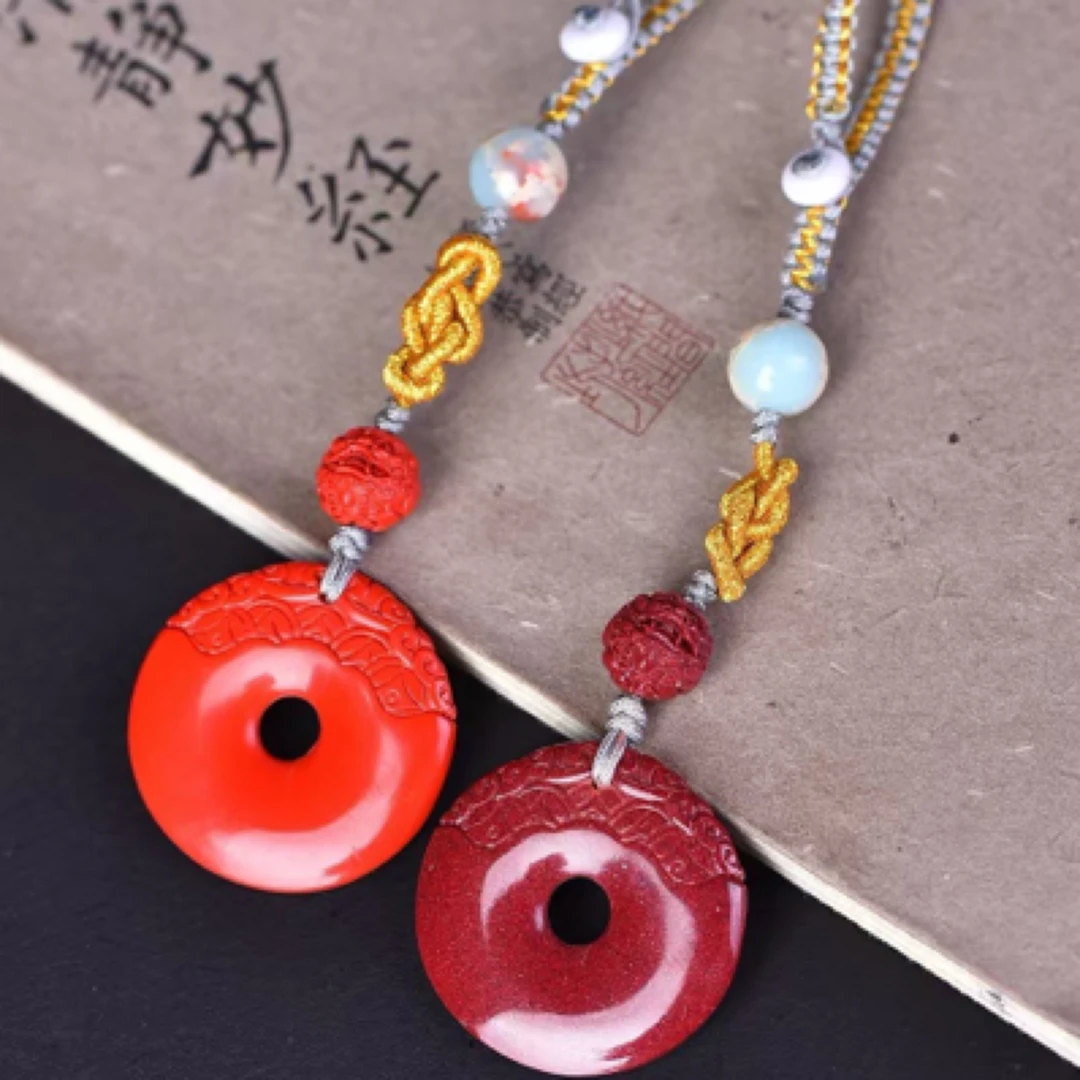 含辰砂工艺品高含量朱砂天然朱砂紫金砂红砂貔貅扣钥匙扣车钥匙扣