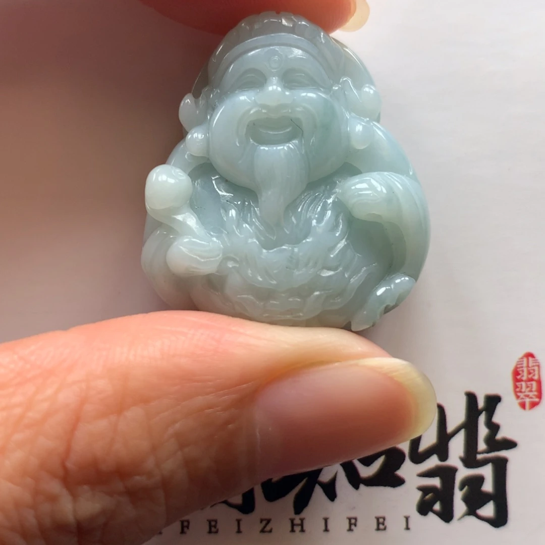 翡翠颈饰未镶嵌财爷爷恭喜发财