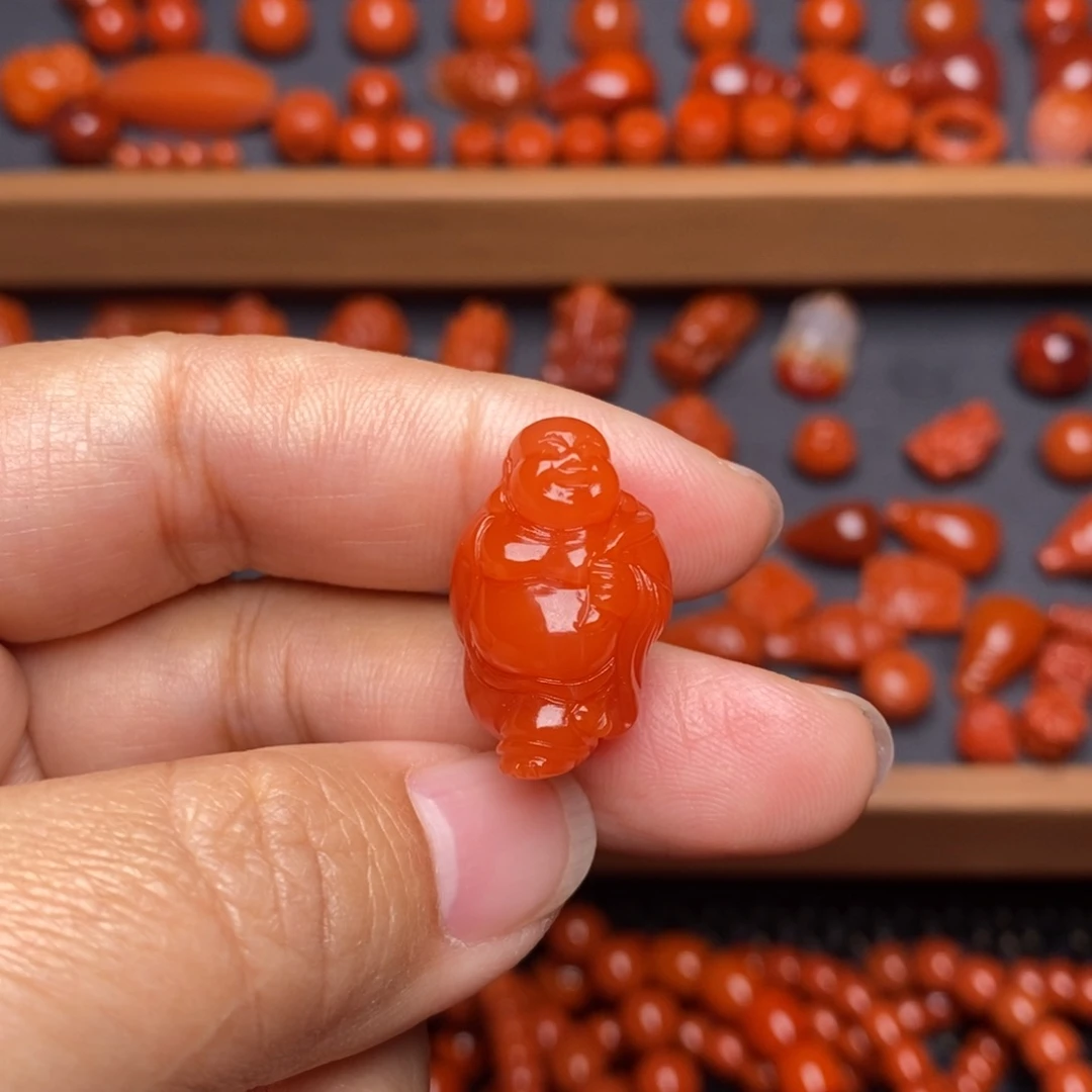 南红玛瑙配饰未镶嵌弥勒23.8*15.5