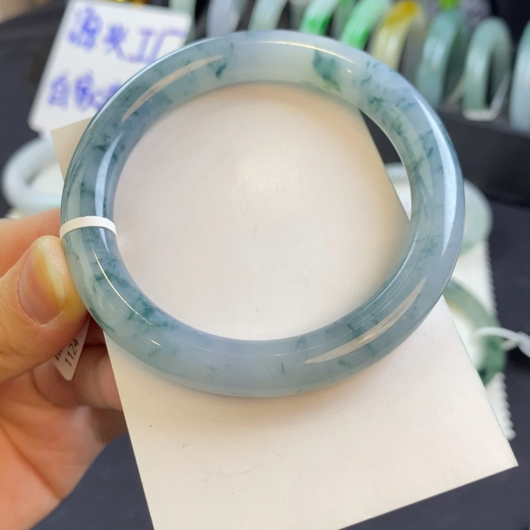 翡翠未镶嵌手镯蓝花55