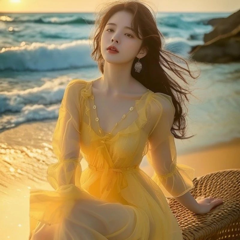 连衣裙2025年女沙滩裙黄色新款雪纺法式长裙子女超仙春夏海边度假