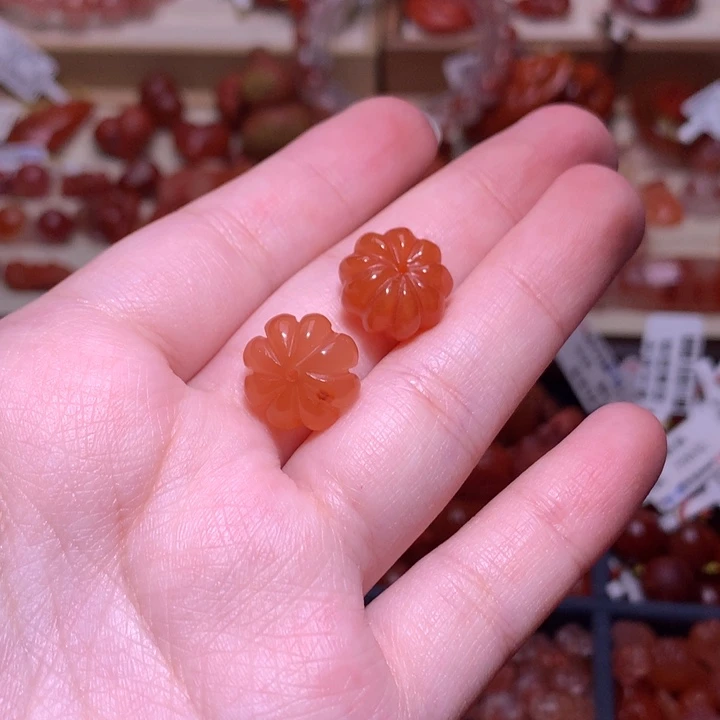 南红玛瑙未镶嵌珠宝半成品南瓜珠组合