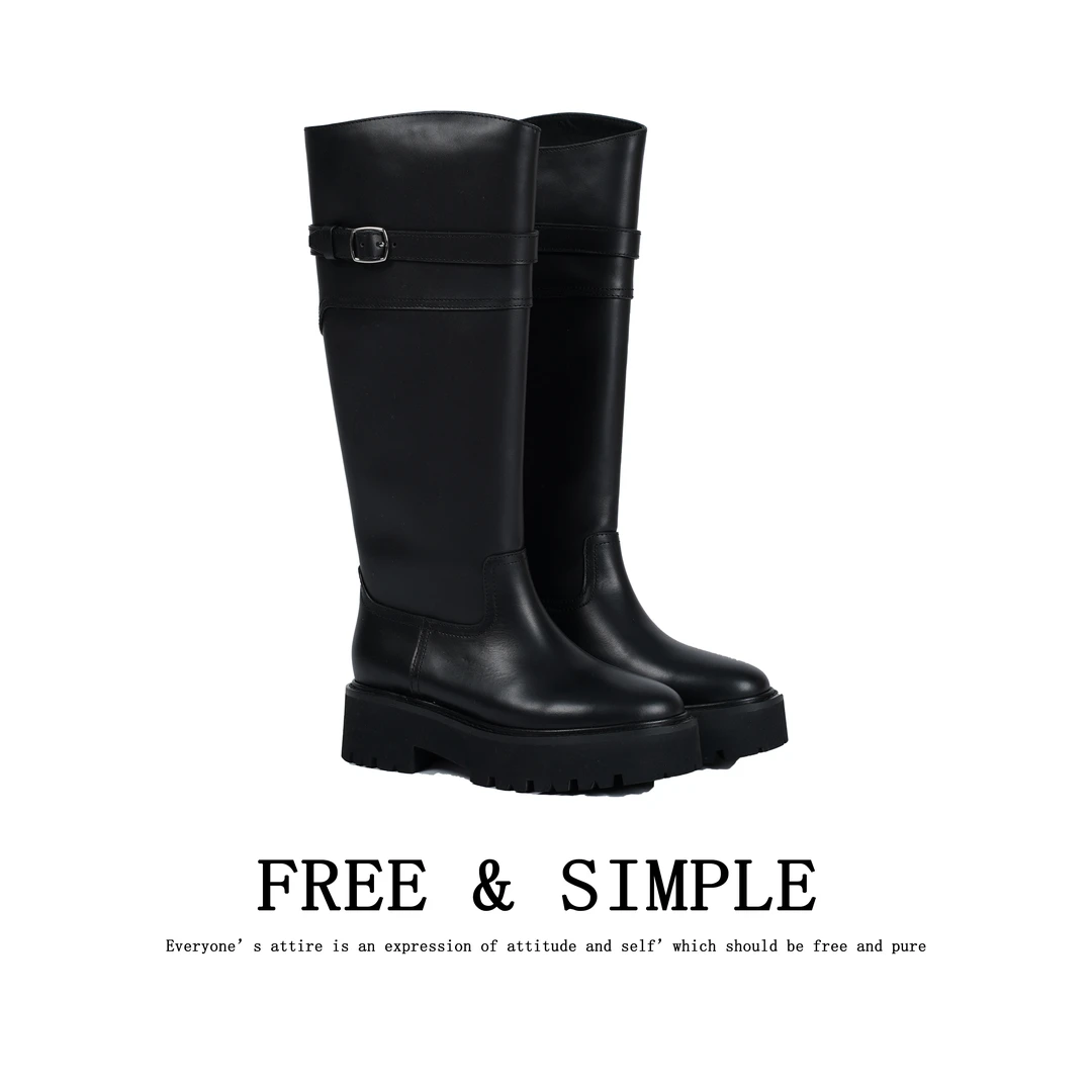 Free&Simple-'英伦风'秋冬款时尚感皮带扣长筒靴-88911