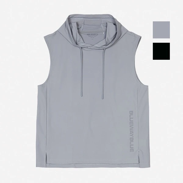 无袖休闲连帽夏季马甲运动外穿透气夏季草编纹理背心