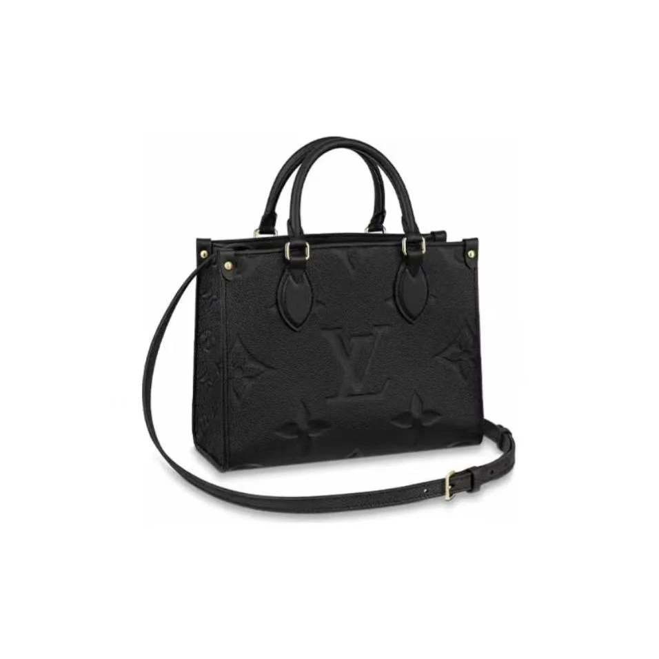 全新未使用 LouisVuitton/路易威登 黑色全皮老花onthego小号
