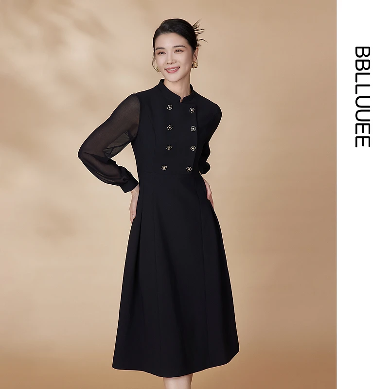 【燕子专属】BBLLUUEE/粉蓝衣橱2025春装新款时尚优雅连衣裙网纱长