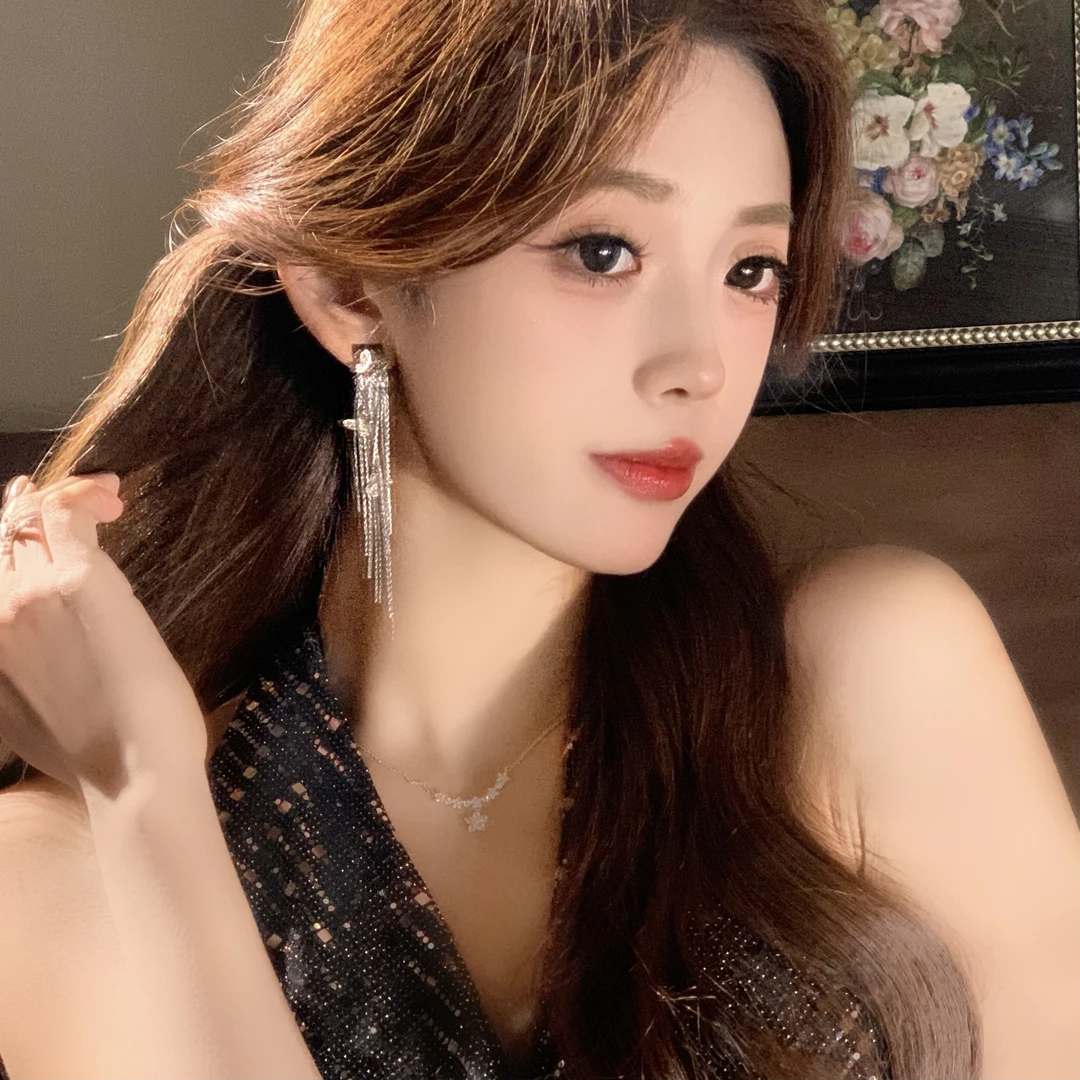 FULL GIRLISH耳环01356蝴蝶流苏气质耳钉耳饰