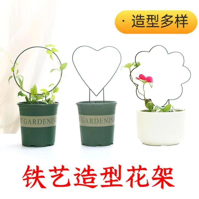 室内爱心形植物攀藤山乌龟甲龙铁线莲花架爬藤小支架子支撑杆铁艺