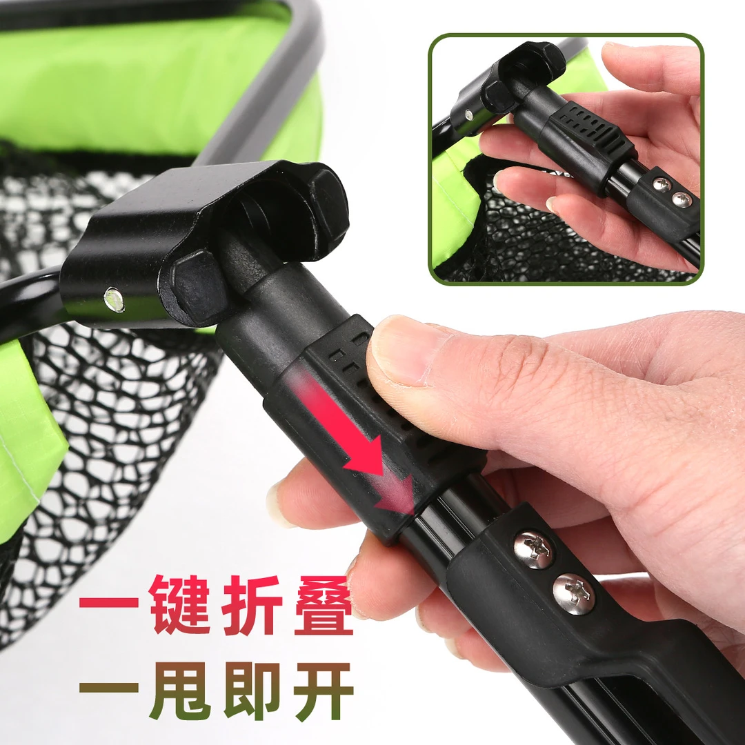 筏钓路亚抄网铝合金可折叠伸缩杆涂胶网兜超轻鱼网便携海钓抄网
