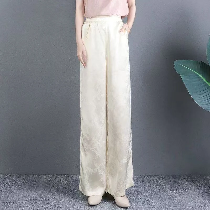 2025新中式国风高腰休闲直筒长裤女