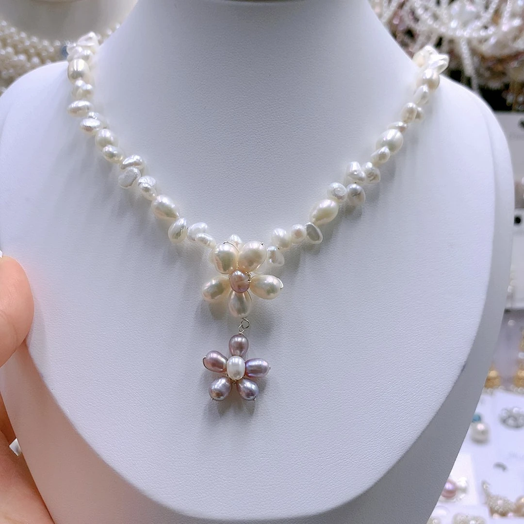 颈饰银S925镶嵌淡水珍珠