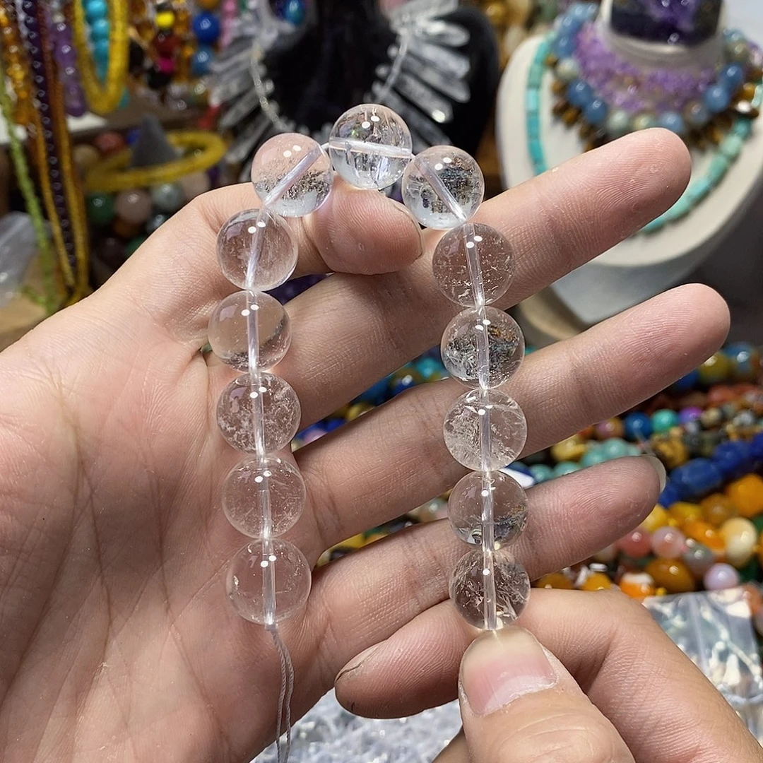 石英质玉未镶嵌，13颗天然白水晶14mm