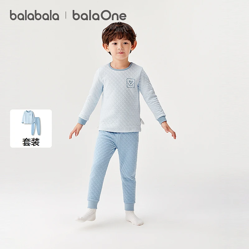【balaOne】巴拉巴拉男童内衣套装儿童2件套新款童装秋冬夹棉