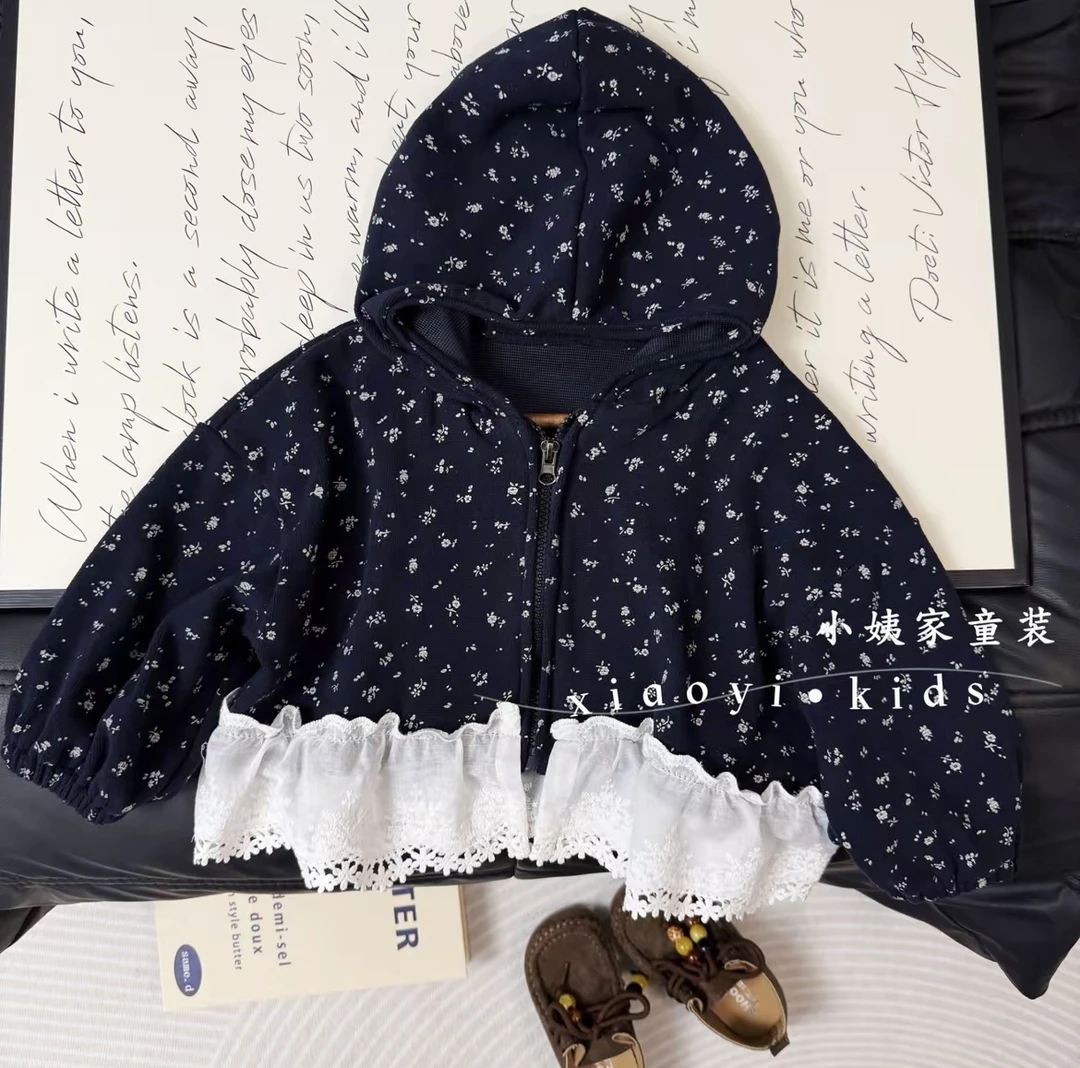 2025上新春秋（韩版）春秋女童碎花休闲风连帽外套