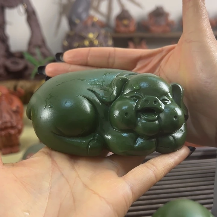 紫砂茶宠采****娘紫砂绿泥福猪