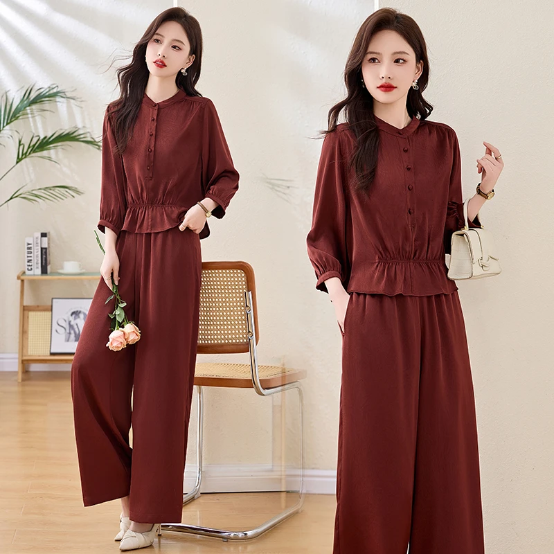 新中式国风套装女2025春秋新款高级感气质显瘦盘扣上衣裤子两件套