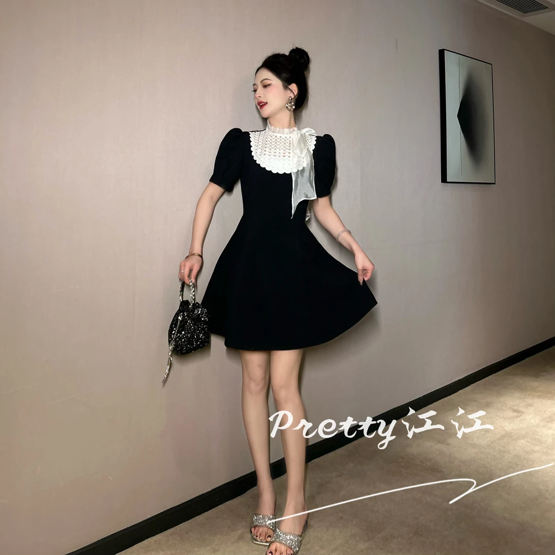 Pretty小众设计师品牌江江定制 赫本风设计师名媛宴会连衣裙9038