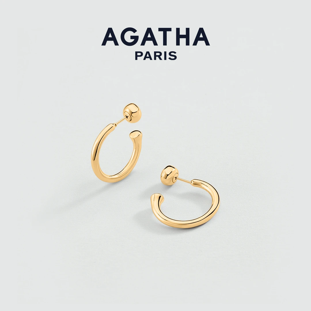 AGATHA 铜合金树脂耳饰 【Cici项偞婧同款】奥德赛系列金色吊坠耳环