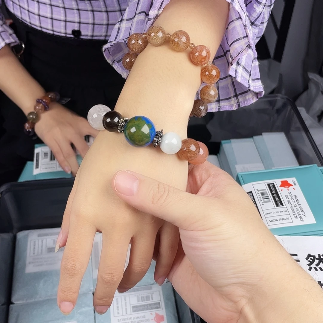 银S925镀金镶嵌水晶手串