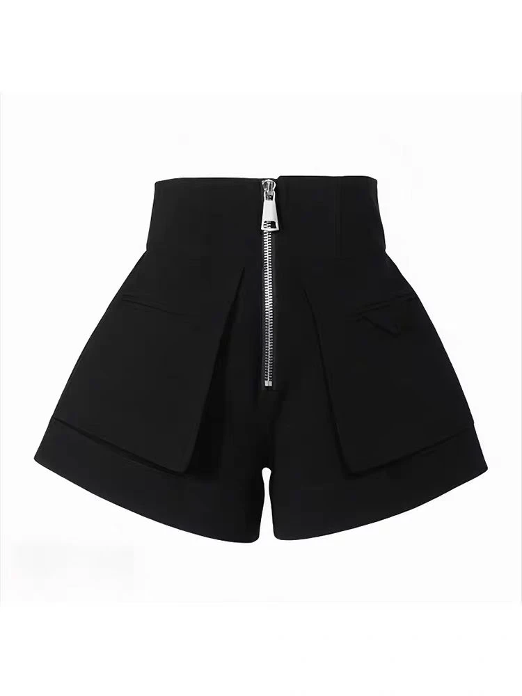 （文萱推荐）小众气质高腰拉链直筒阔腿短裤