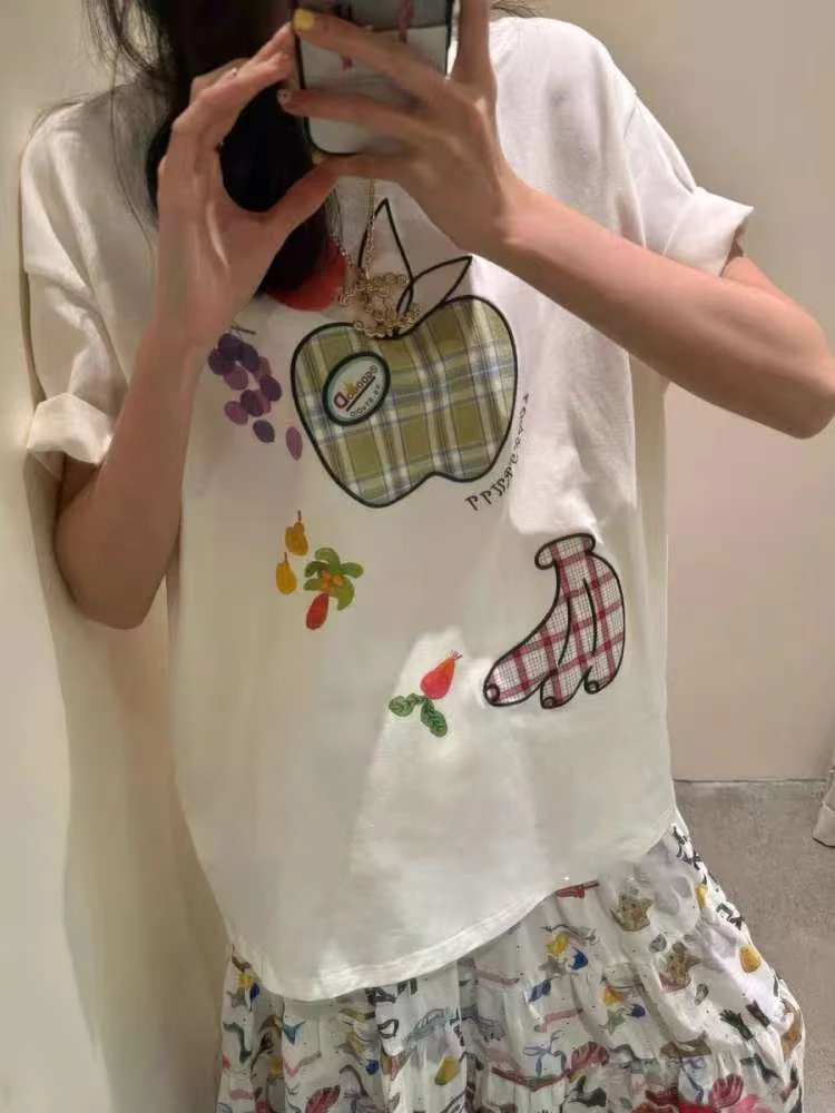 【济州岛】格纹苹果香蕉印花短袖