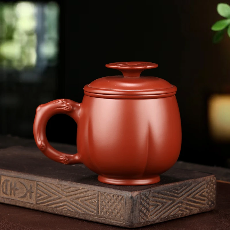 紫砂杯宜兴原矿朱泥手工内胆盖杯上等正宗男女士专用办公茶杯子