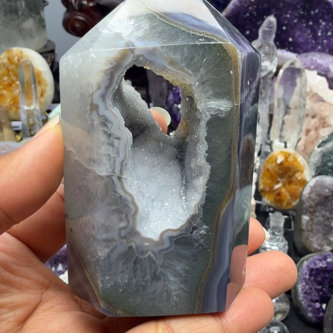 未镶嵌紫晶摆件蓝色软糖