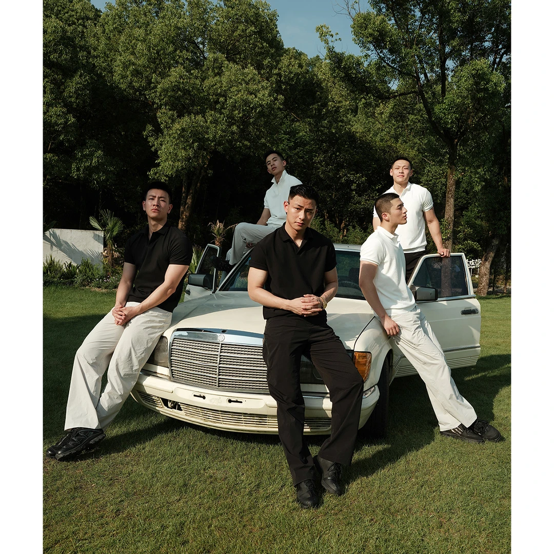 GTAL美式海鸥领POLO衫短袖男士轻薄通勤商务针织弹力板正T恤上衣