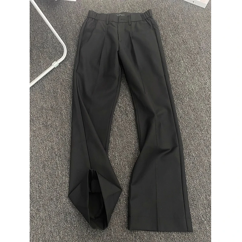 cleanfit黑色三本针西裤男秋季款弯刀休闲裤子美式显瘦微喇直筒裤