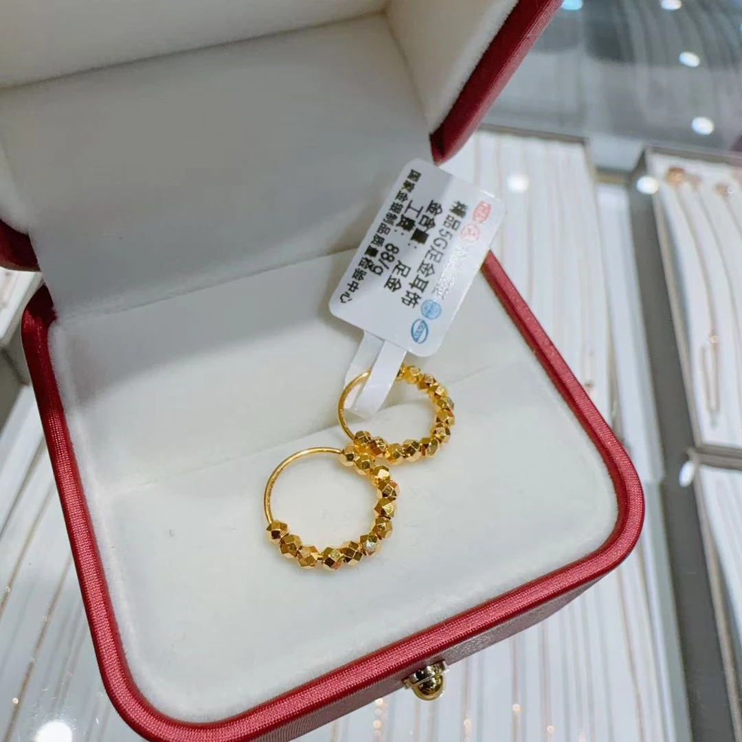 精品5G足金蹦迪珠耳饰00779