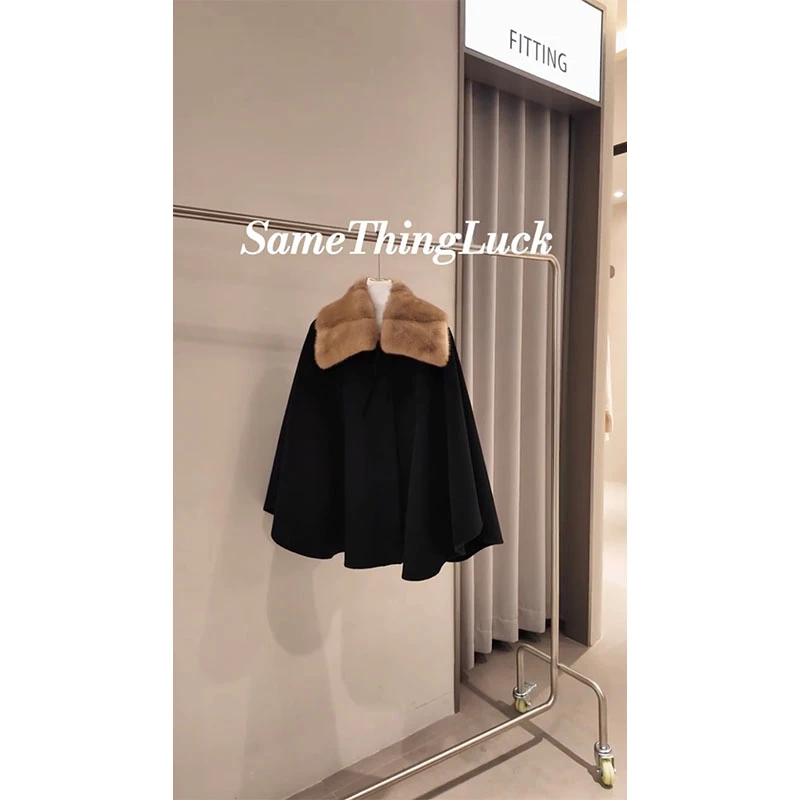 秋冬新款洋气小众设计感毛毛领休闲百搭高级超好看黑色长袖外套女